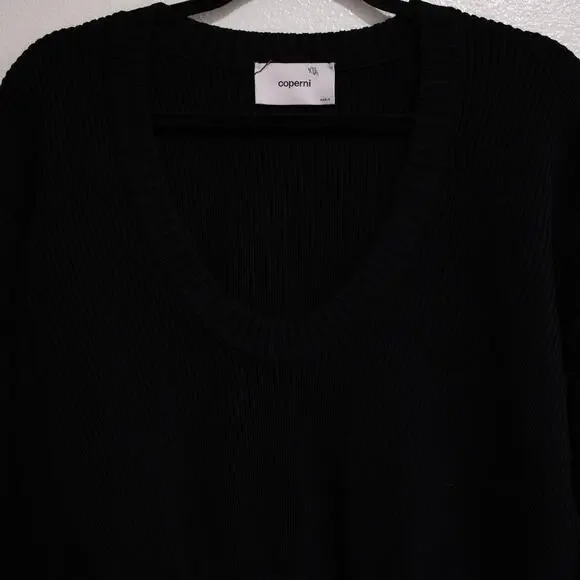 Coperni Blouson Sweater Black Ribbed Knit V-Neck Heavyweight SZ L *MSRP $590*